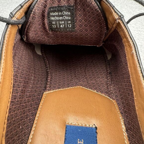 Fairlane Shoes Mens 13 Black Oxfords Leather Wingtip Classic‎ Office Preppy - Picture 15 of 16